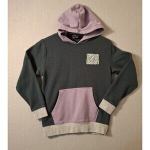 Billabong Hoodie Youth M/12 Green Purple Long Sleeve Logo Warm Hoodded